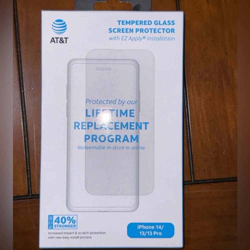 AT&T Tempered Glass Screen Protector for iPhone 14/13 Pro - Clear